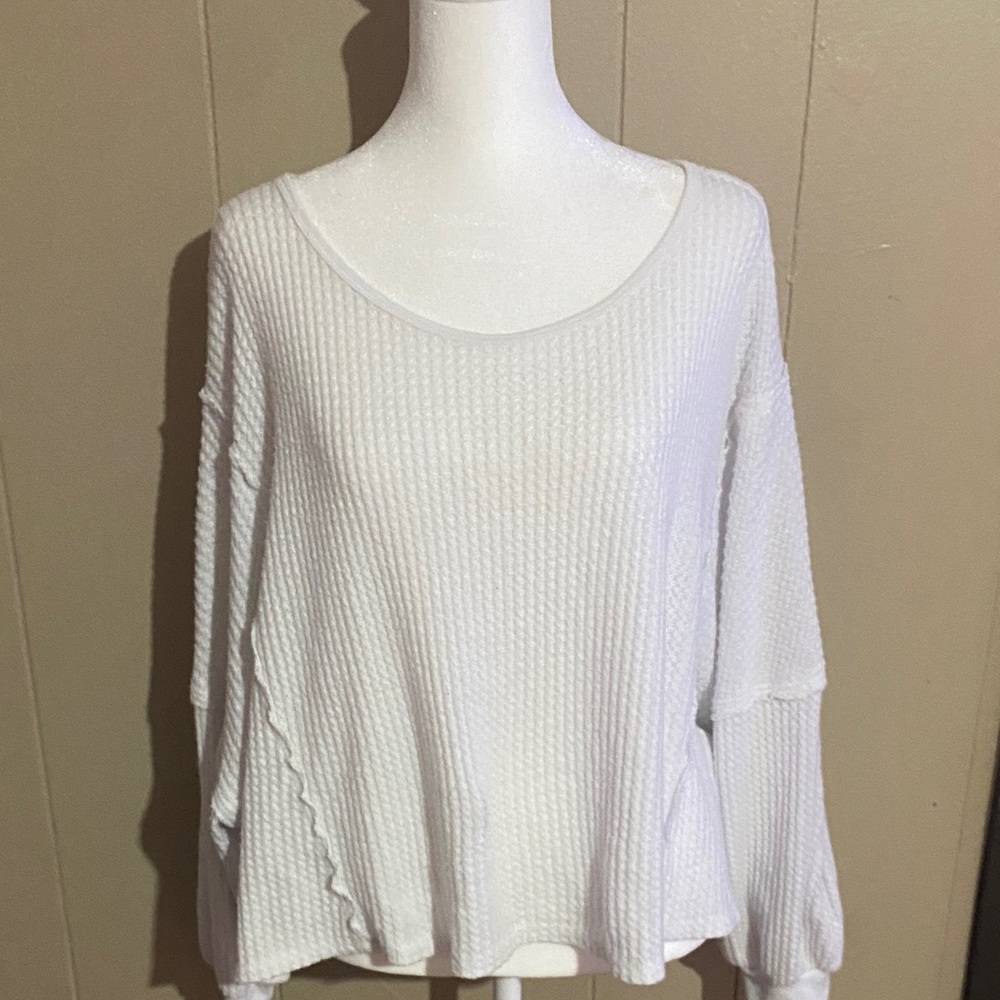 We The Free White Textured Long Sleeve Top